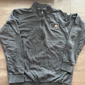 Antigua Philadelphia Flyers Dark Gray Quarter Zip. Large.